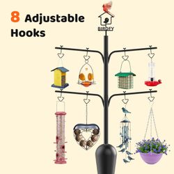 Bird Feeders Pole Netvue Birdfy Pole All Metal with 8 Hooks Squirrel Proof Station for Bird Feeder