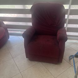 Red Power Lift Chair. Missing Extension Cords 