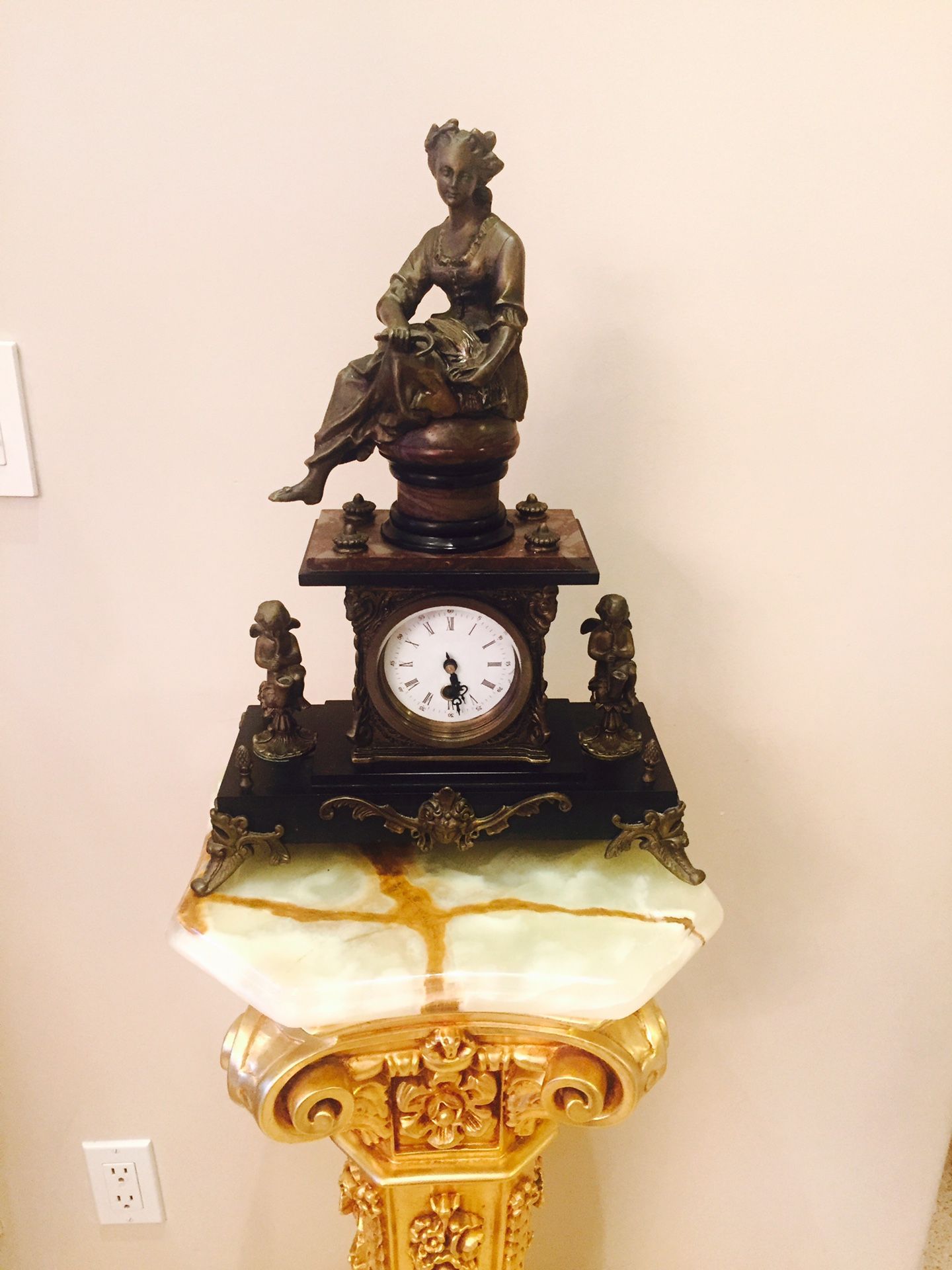 Bronze and marble clock. Priced to sell. Check my other items. #statue #sculpture #bust #bronze #italian #french #antique #decorative #rococo #per