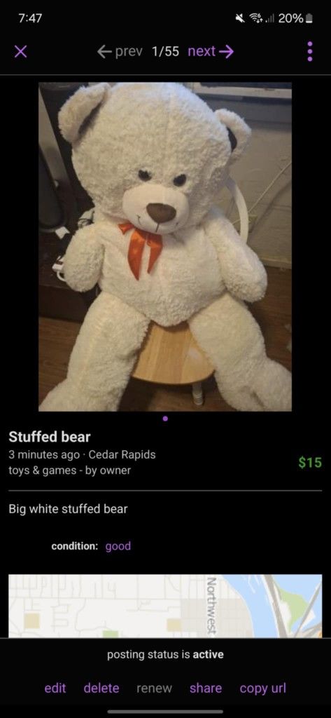 Big stuffed white bear