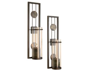 New Danya B Set of Two Wall Sconces, Metal Wall Décor, Antique-Style Metal Sconce for Home, Patio or Office