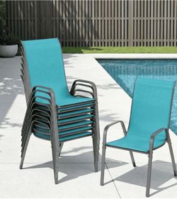 Patio set teal 6 piece (4 chairs & loveseat)