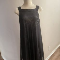 Elie Tahari Black Silk Blend Sequins Dress (Small)