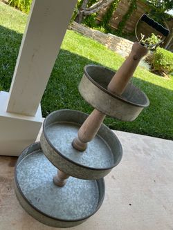 3 Tier Galvanized Serving Stand