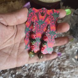 Handmade Artisan multistone skull dangle Earrings