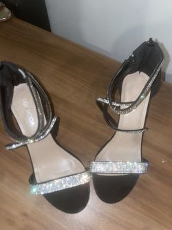 Top Moda Black Rhinestone Heels