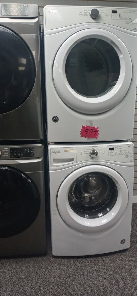 SET WHIRLPOOL WASHER AND DRYER STACKABLE WORK GREAT 90 DAYS WARRANTY DELIVERY AVAILABLE