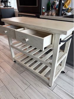 Coffee Cart - Rustic White Wash Color