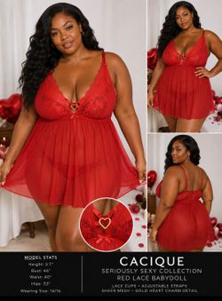 Cacique Seriously Sexy Collection Red Lace Babydoll Chemise – NWT
 Size 22/24