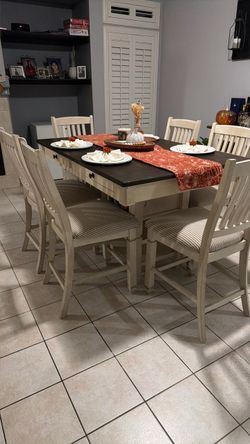 Farmhouse Counter Height Dining Table with 6 Chairs