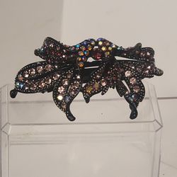 Black And Pink Crystal Hair Clip