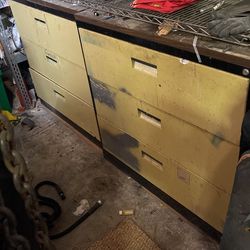 Big steel Cabinets. Formica Tops