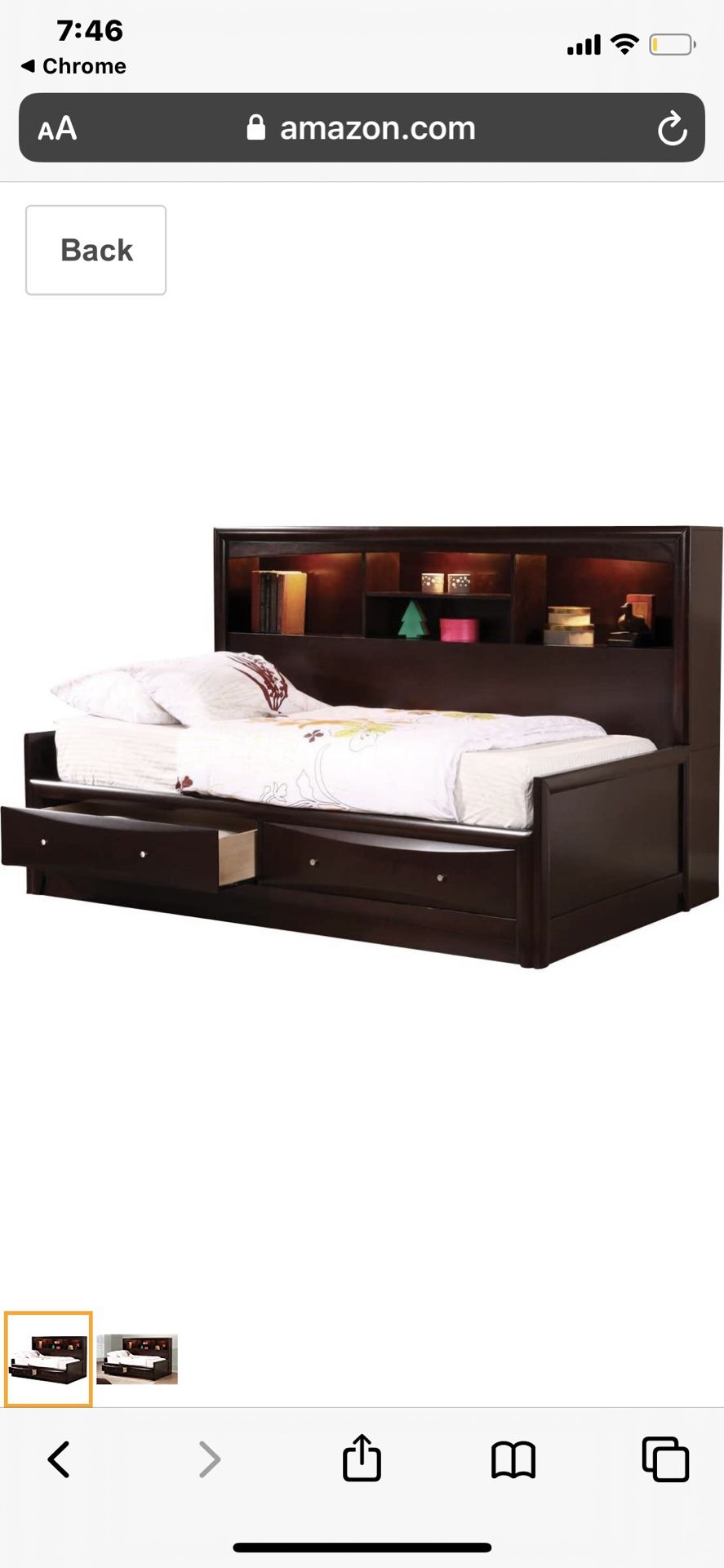 Twin Bed with Bookcase, Reading light and Storage Drawers, Deep Cappuccino Color by Coasters 🔥