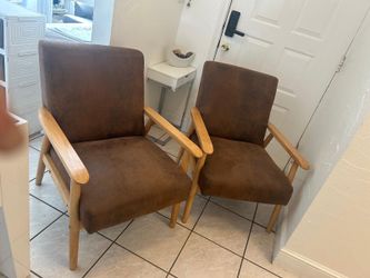 Pair of Mid-Century Modern Brown Accent Chairs