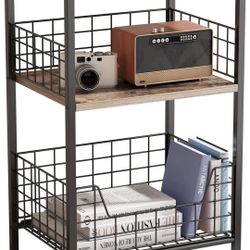 End Table,Industrial Retro Side Table Nightstand Storage Shelf for Living Room Bedroom Kitchen Family and Office,Stable Wood and Metal Frame