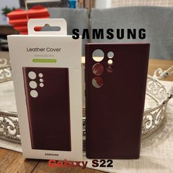 Samsung S22 ULTRA Leather Case Cover Burgundy 