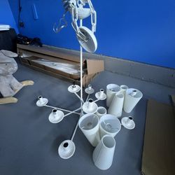 Modern White Chandelier Multi-Piece Elegant Light Fixture