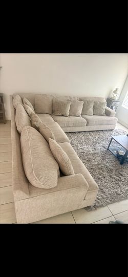 Large Beige Sectional Sofa