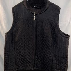 Ladies plus 3X denim & company d&co black gorgeous fleece lined vest 