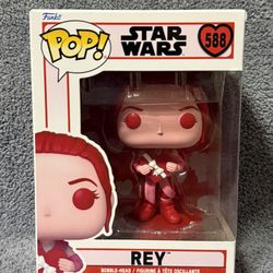 Funko Pop! Vinyl Star Wars Rey Valentine #588 Red Pink Bobblehead Box Damaged