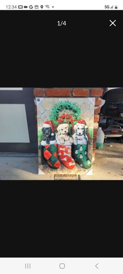 Brand-New Group Of Puppies Christmas Holiday Canvas Portrait 20 in. X 17 in.