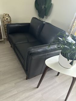 Cassina Black Leather Loveseat