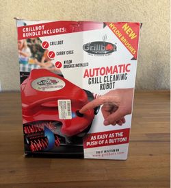 Grillbot Automatic Grill Cleaning Robot with Nylon Brushes, Electric BBQ Cleaner Brush with Motorized Power, Cordless Rechargeable Grill Scrubber for