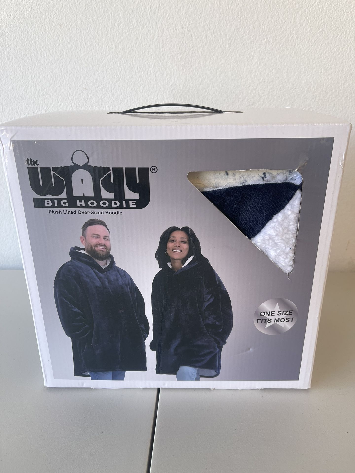 The Wayy Big Hoodie Unisex One Size Fits Most Blue Fleece Lined NEW IN BOX
