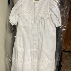 Brand New Christening Outfit: Dress 6-12 Months, Shoes, Bib, And Shawl