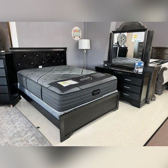 AMALIA BLACK PANEL BEDROOM SET