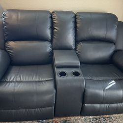 Black leather sofa 