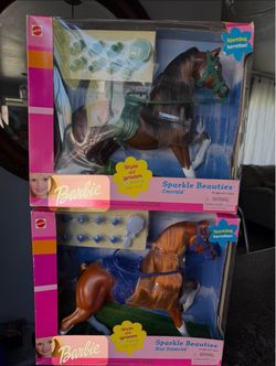 VINTAGE BARBIE HORSE NEW SPARKLE BEAUTIES EMERALD BLUE DIAMOND
