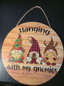 "HANGING WITH MY GNOMIES" Christmas wooden signs