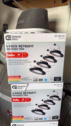 Commercial Electric 5/6" Black LED Recessed Retrofit Trim (4-Packs)