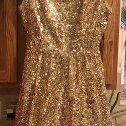 Gold Sequin Homecoming Dress