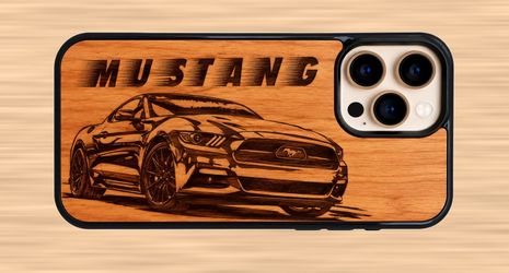 Mustang design wood phone case for iPhone and Samsung galaxy