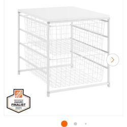 Everbilt 17.69 in. H x 17 in. W White Steel 2-Drawer Close Mesh Wire Basket

