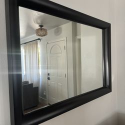 Rectangular Black Wooden Mirror