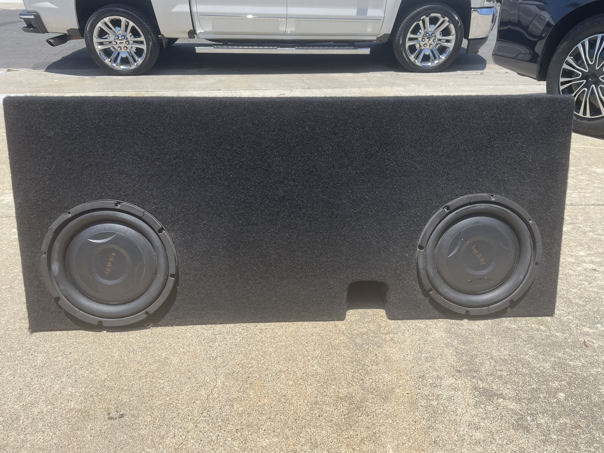 Two 10” Inch Subs W/ Box And Amplifier