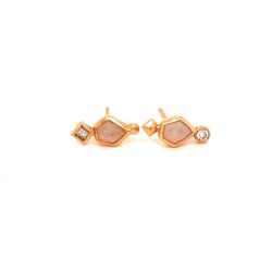 Kendra Scott 14K Rose Gold Bonnie Moonstone/Diamonds Stud Earrings