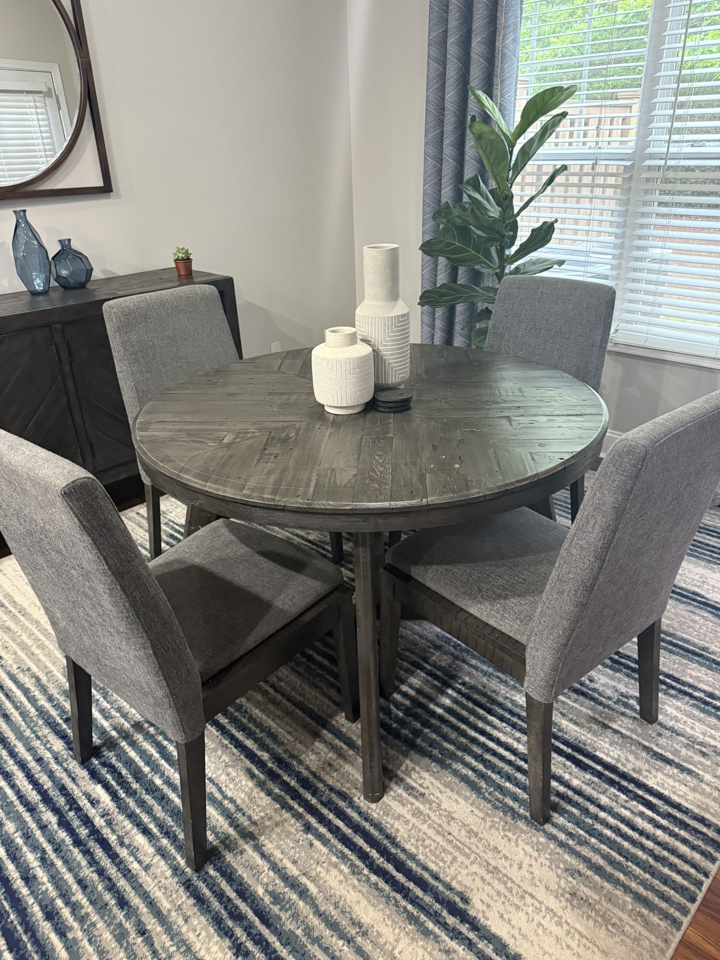 Dining Room Set + Buffet (Ashley Furniture) (mid-century modern / rustic) (6 pieces)
