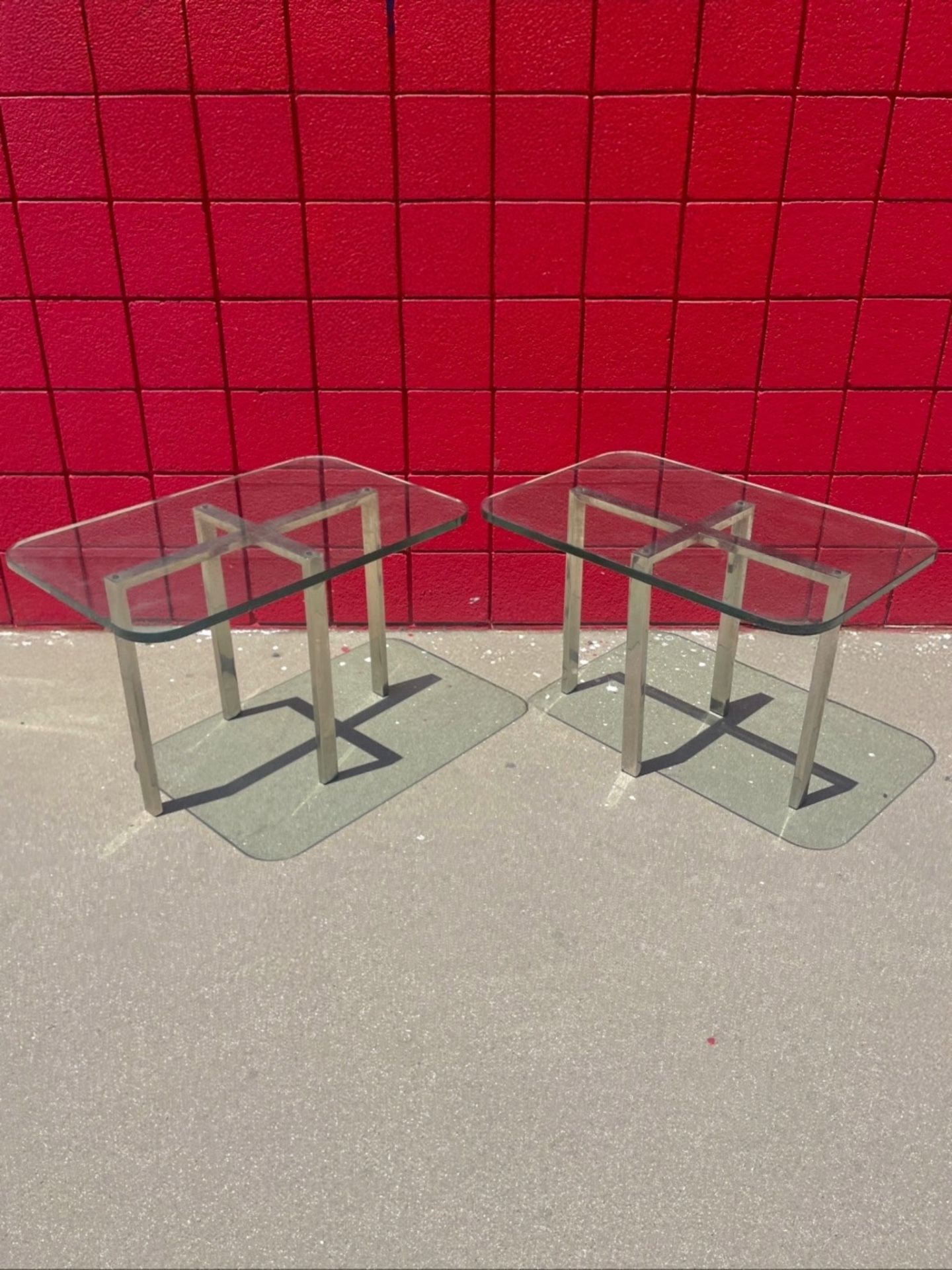 1970s Mid Century Modern Chrome End Tables (PAIR)