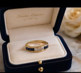 18 kt anniversary band diamond and sapphire