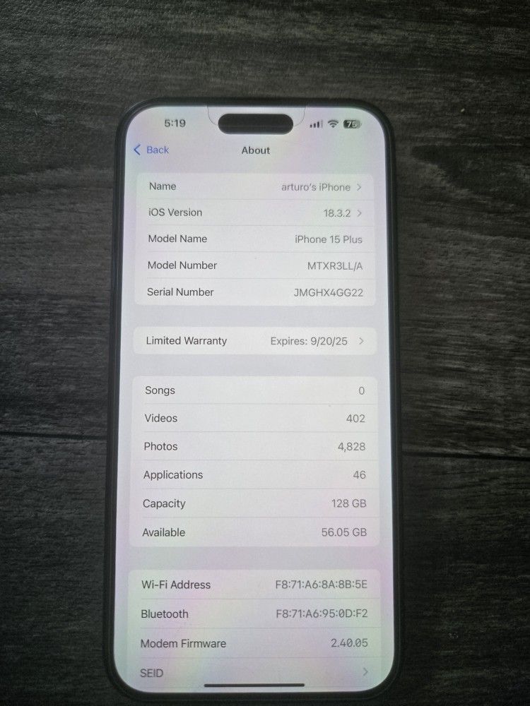 Apple Iphone 15 Plus Black 128Gb Tmobile