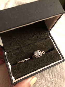 Rose gold halo 1 ct ring center with band and diamonds