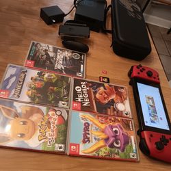 Nintendo Switch, 6 Games, Case, Memory Card 