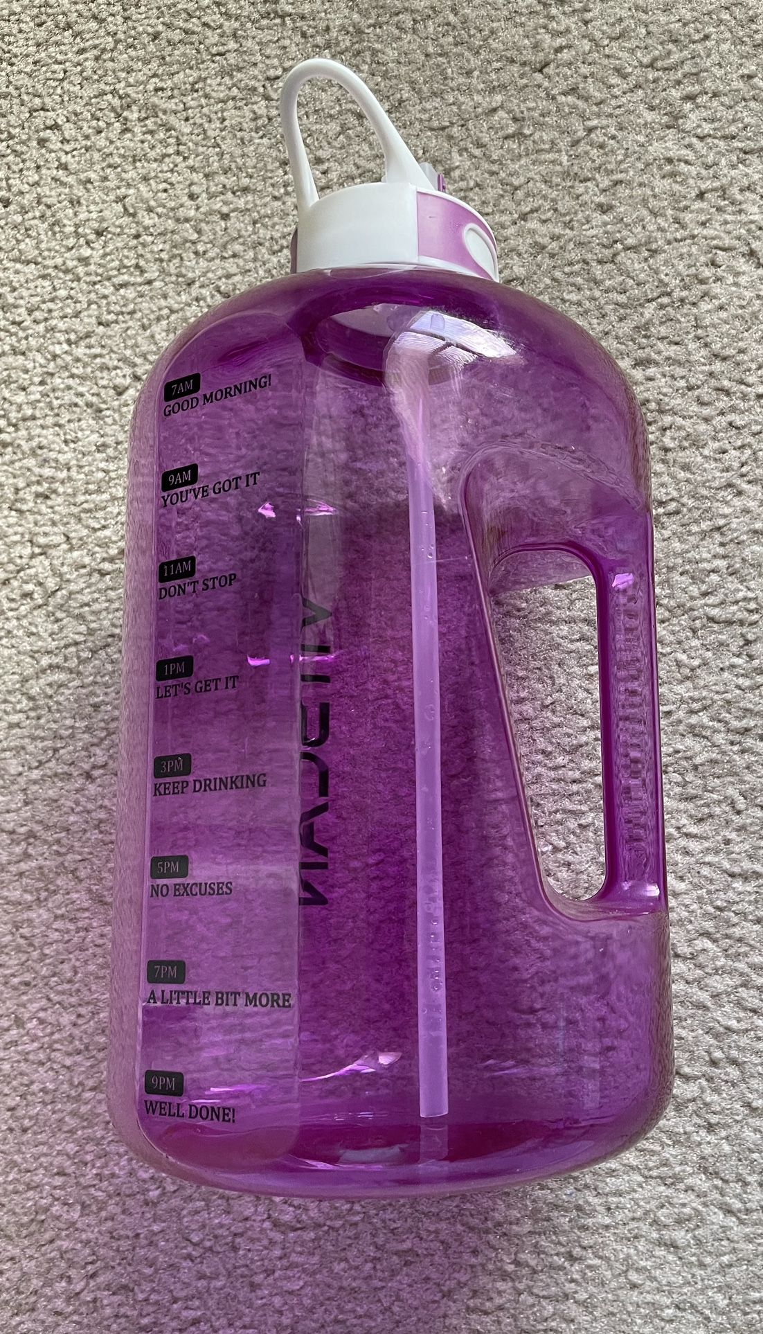 Big Water Bottle - 4.1 Liters/ 1.08 Gallons Purple - Gym Hike Walk Run Home Office - VITSCAN 