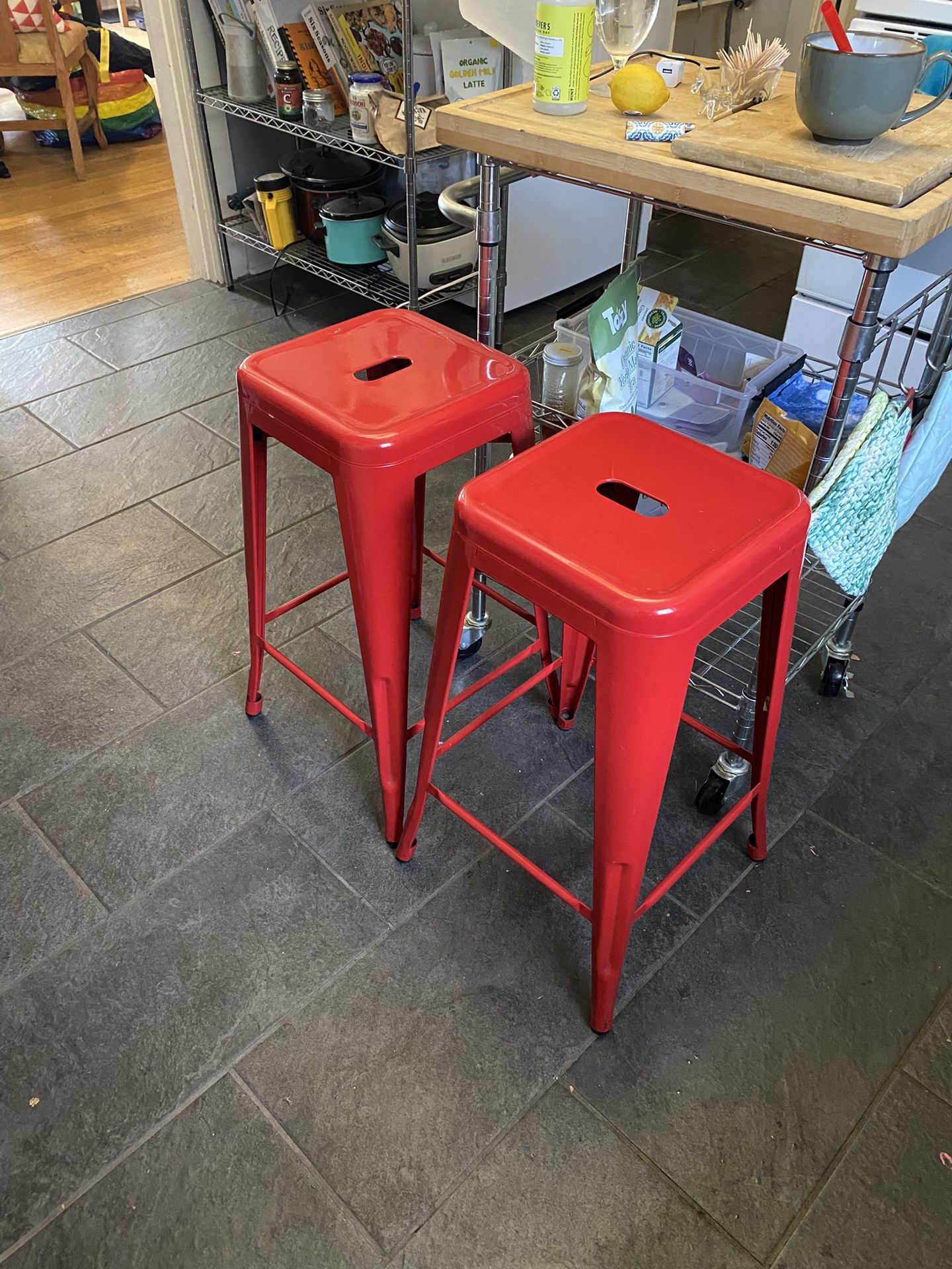 Set Of Red Stools 