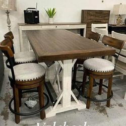 Counter Height Dining Table Set; Table 4 Bar Stools &&&$39 Down Payment with Financing  No Needed Credit Check