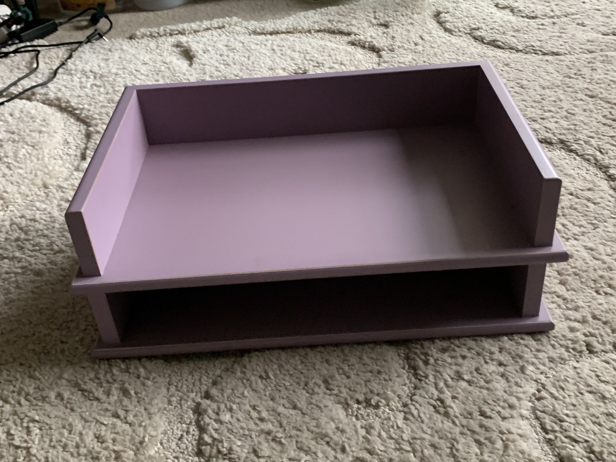 New Two-Tier Purple wooden wood desk organizer tray